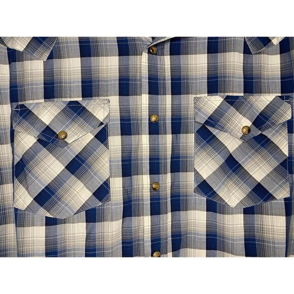 Pendleton PEARL SNAP Men XL Short Sleeve Blue Plaid Button Up Down Shirt - Picture 3 of 4
